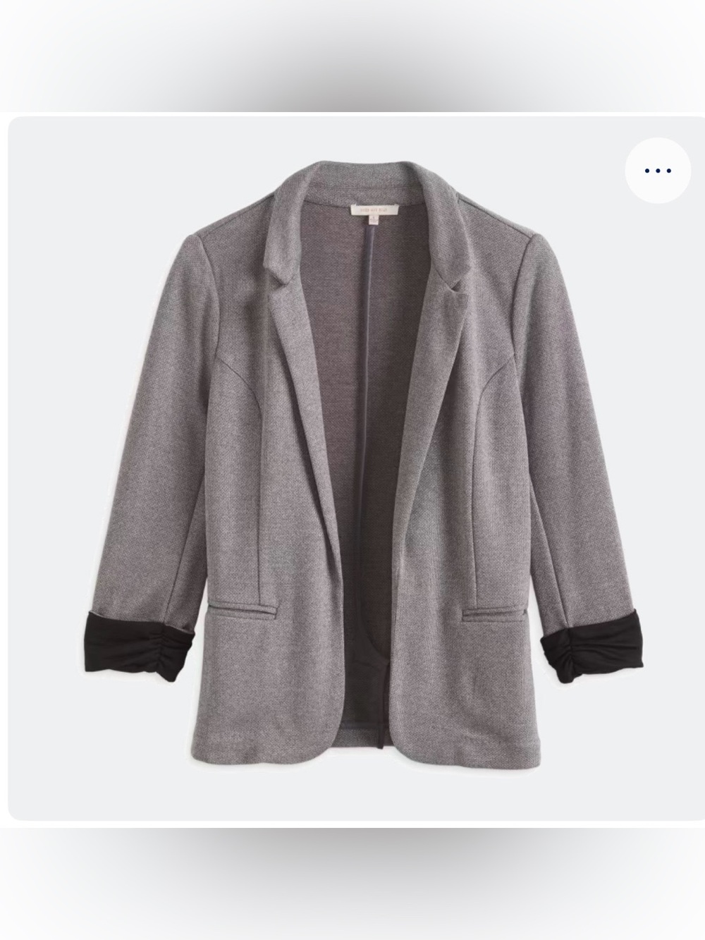 Skies Are Blue Gray Knit Open-Front Blazer with Black Cuff Detail